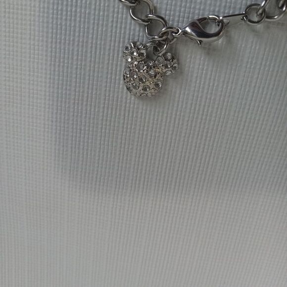 Disney Mickey & Minnie Silver Toned Curb Link July Birth Month Charm Bracelet - Picture 5 of 10